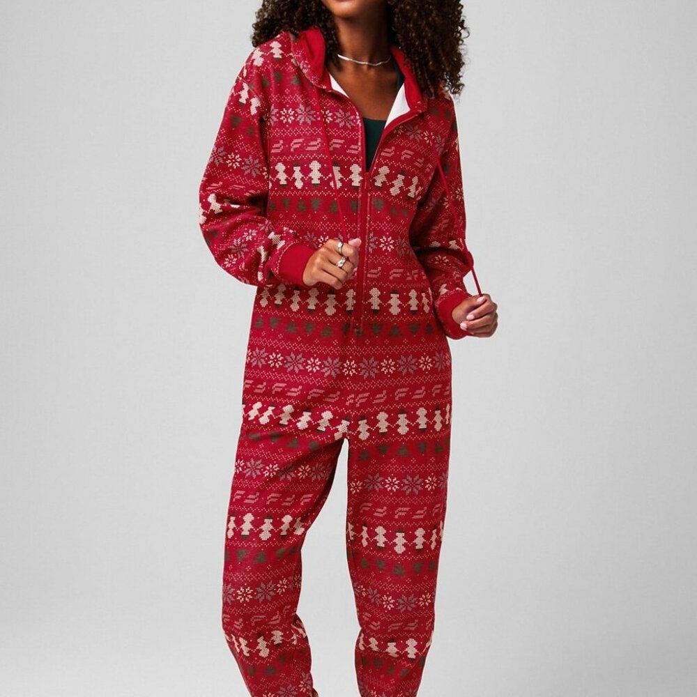 Fabletics Holiday Fleece Hooded Onesie